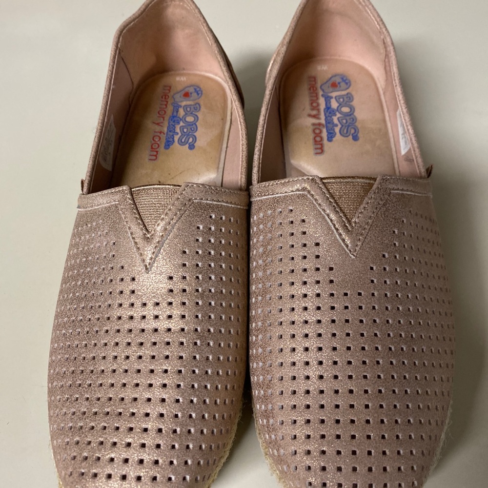 BOBS SKECHERS Highlights-City Glam Rose Gold Espadrille Wedge Women's Size 8 - Picture 5 of 8